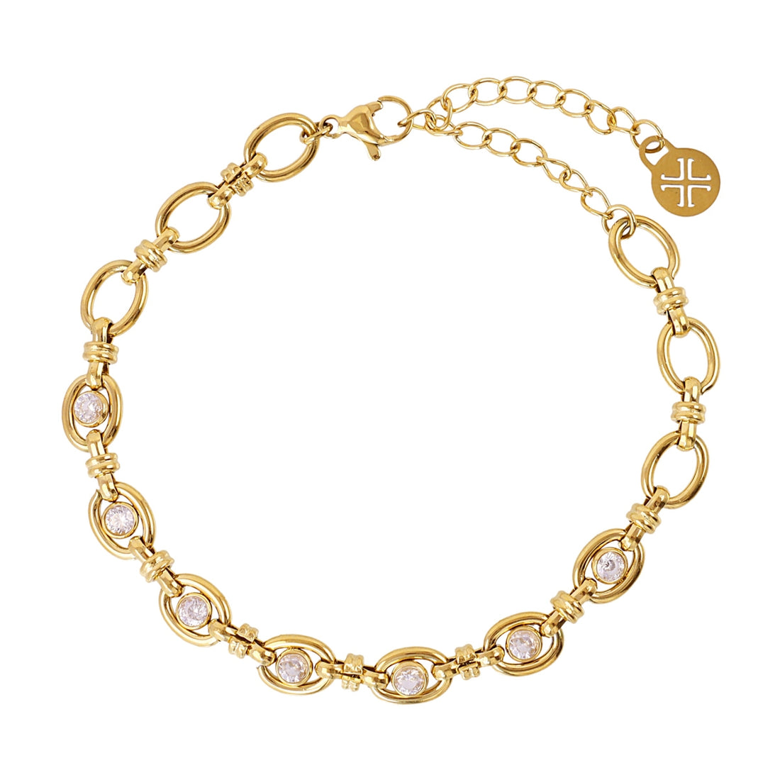 Pulsera de cadena con circonitas blancas Dorado Anartxy