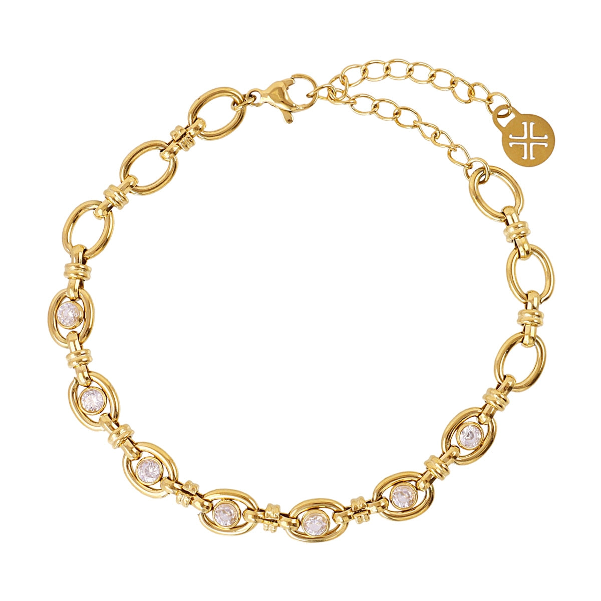Pulsera de cadena con circonitas blancas Dorado Anartxy