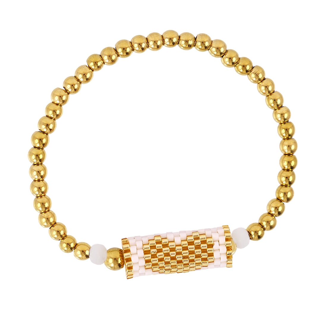Pulsera elástica Miyuki corazón Blanco Anartxy
