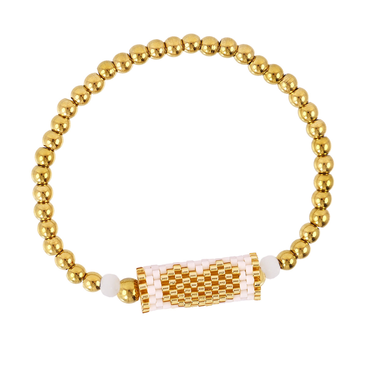 Pulsera elástica Miyuki corazón Blanco Anartxy