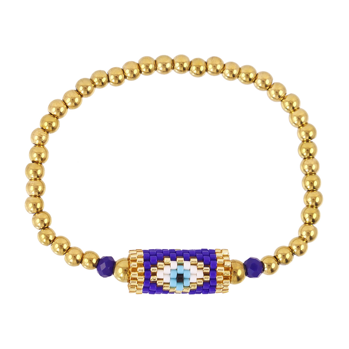 Pulsera elástica Miyuki ojo Azul Anartxy