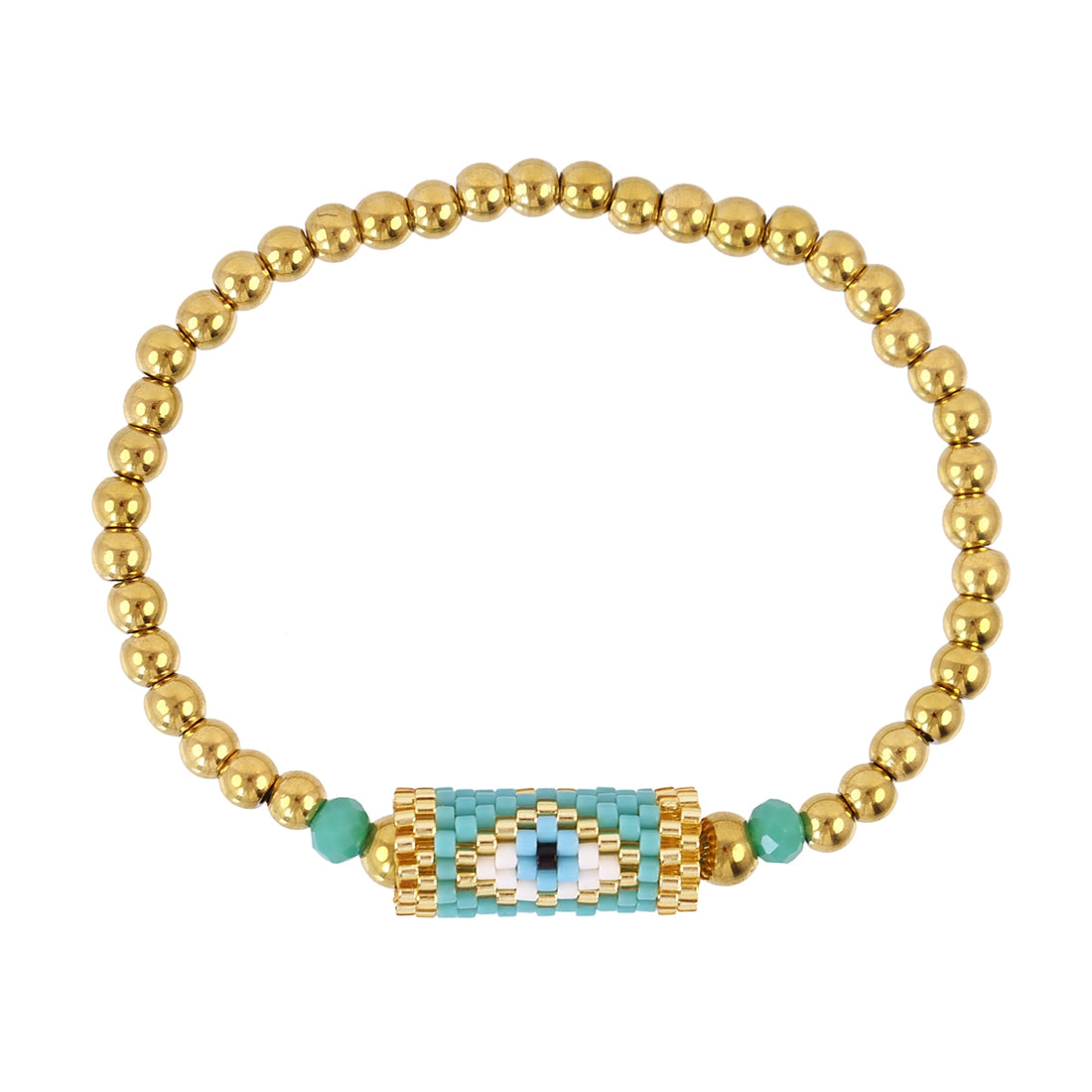 Pulsera elástica Miyuki ojo Turquesa Anartxy