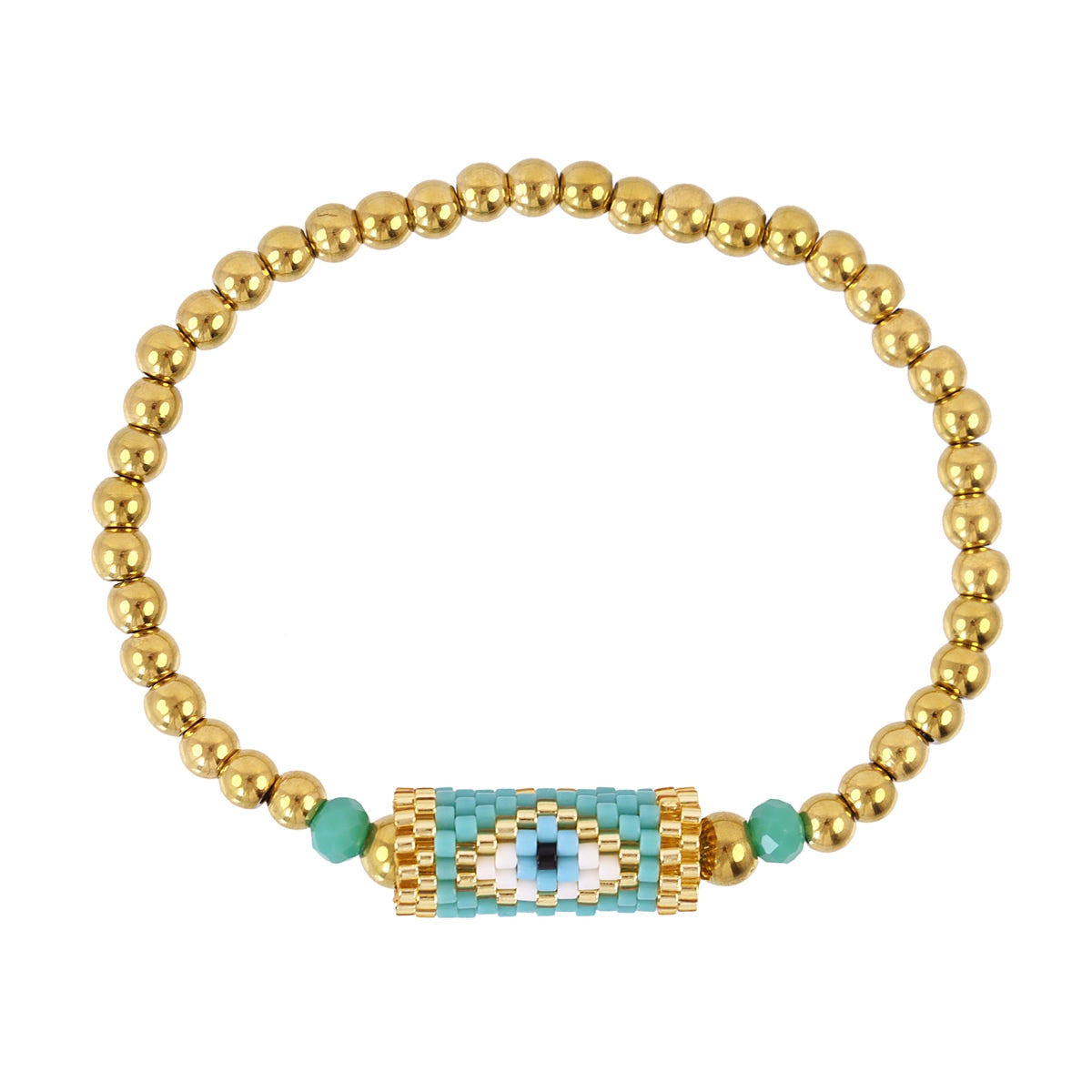 Pulsera elástica Miyuki ojo Turquesa Anartxy