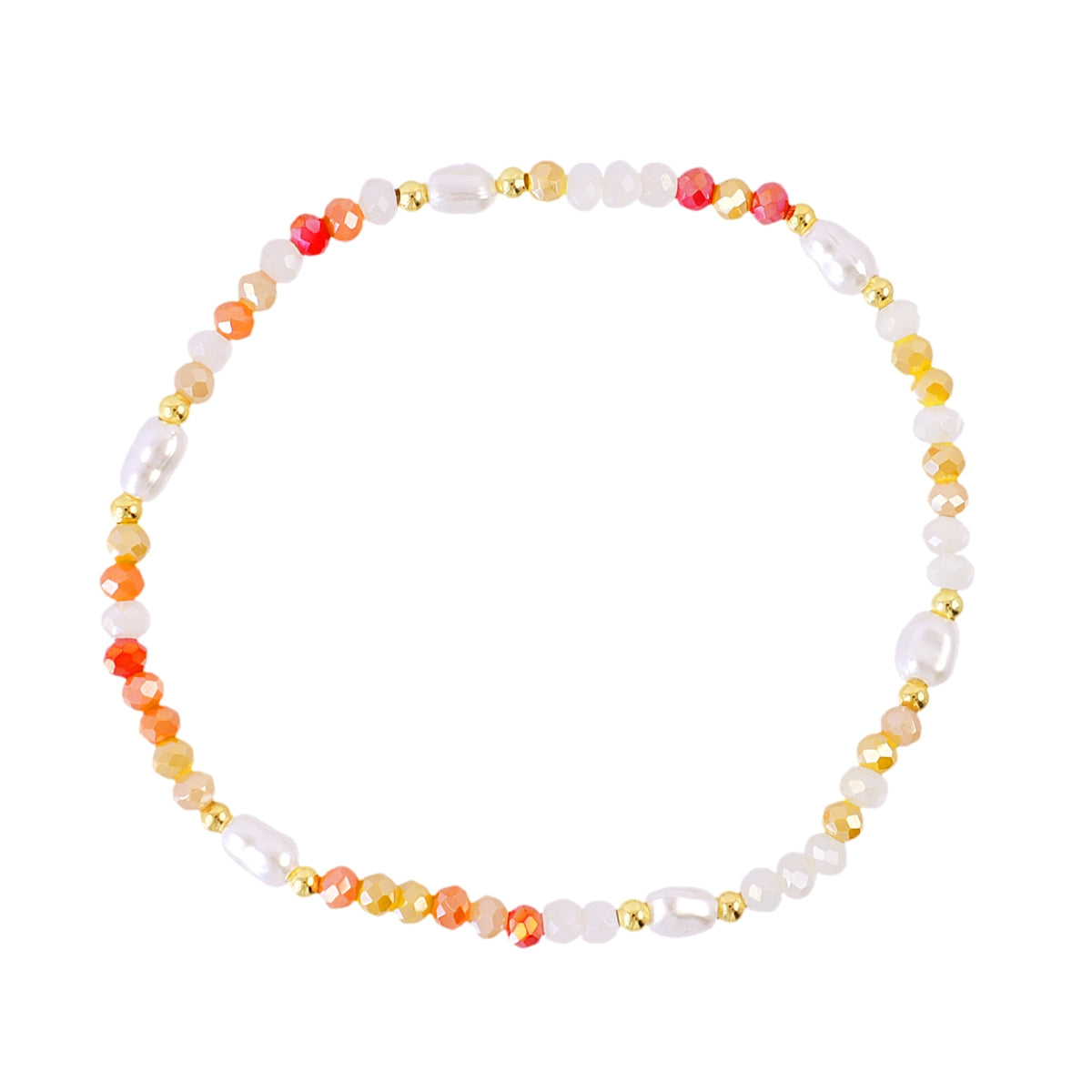 Pulsera elástica Spirit fina multicolor perlas Naranja Anartxy