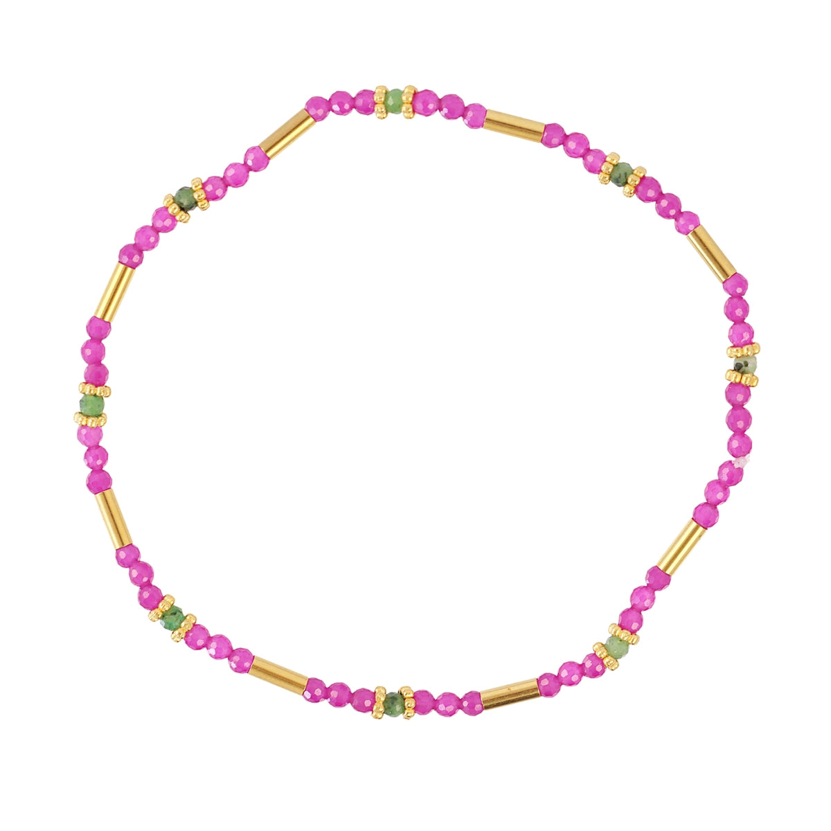 Pulsera elástica Spirit tubos dorados Rosa Anartxy