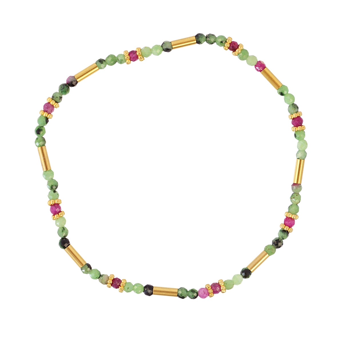Pulsera elástica Spirit tubos dorados Verde Anartxy