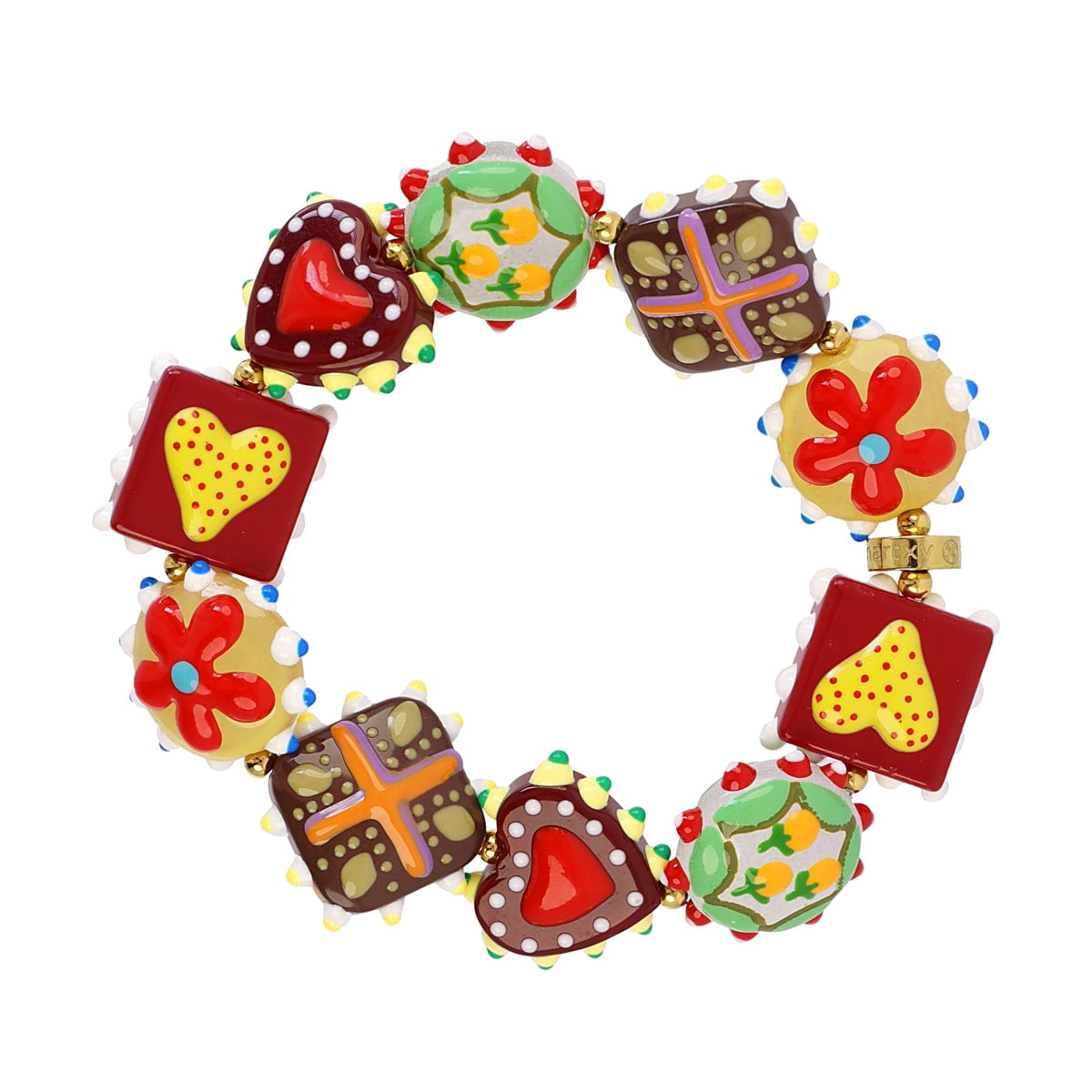 Pulsera elástica Trencadis mosaic corazón Dorado Anartxy
