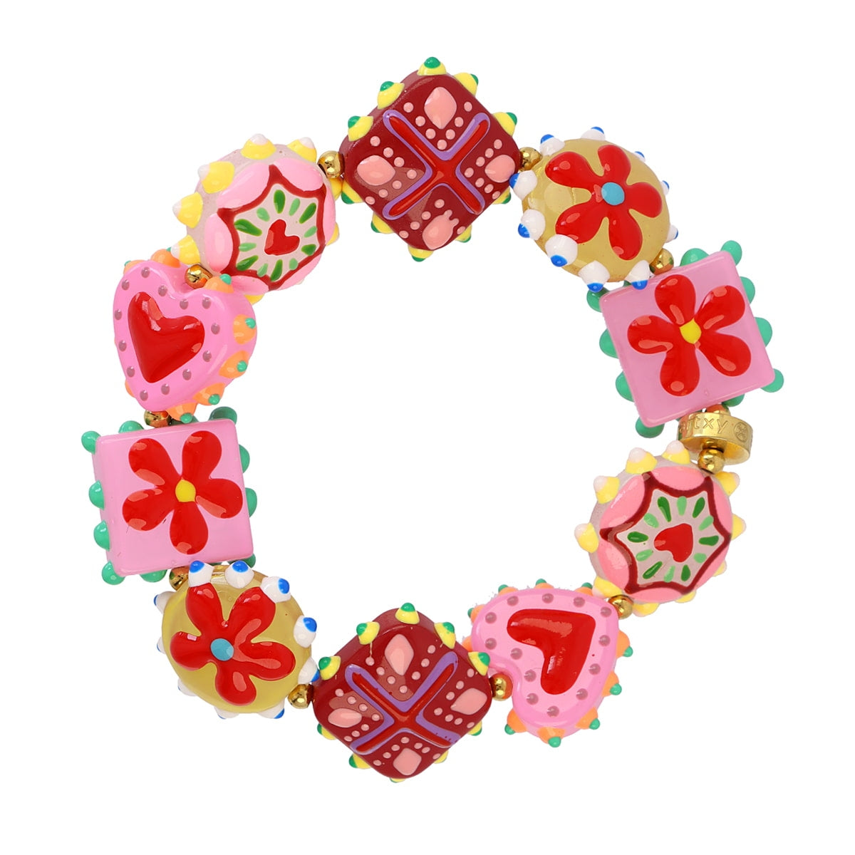 Pulsera elástica Trencadis mosaic floral Dorado Anartxy