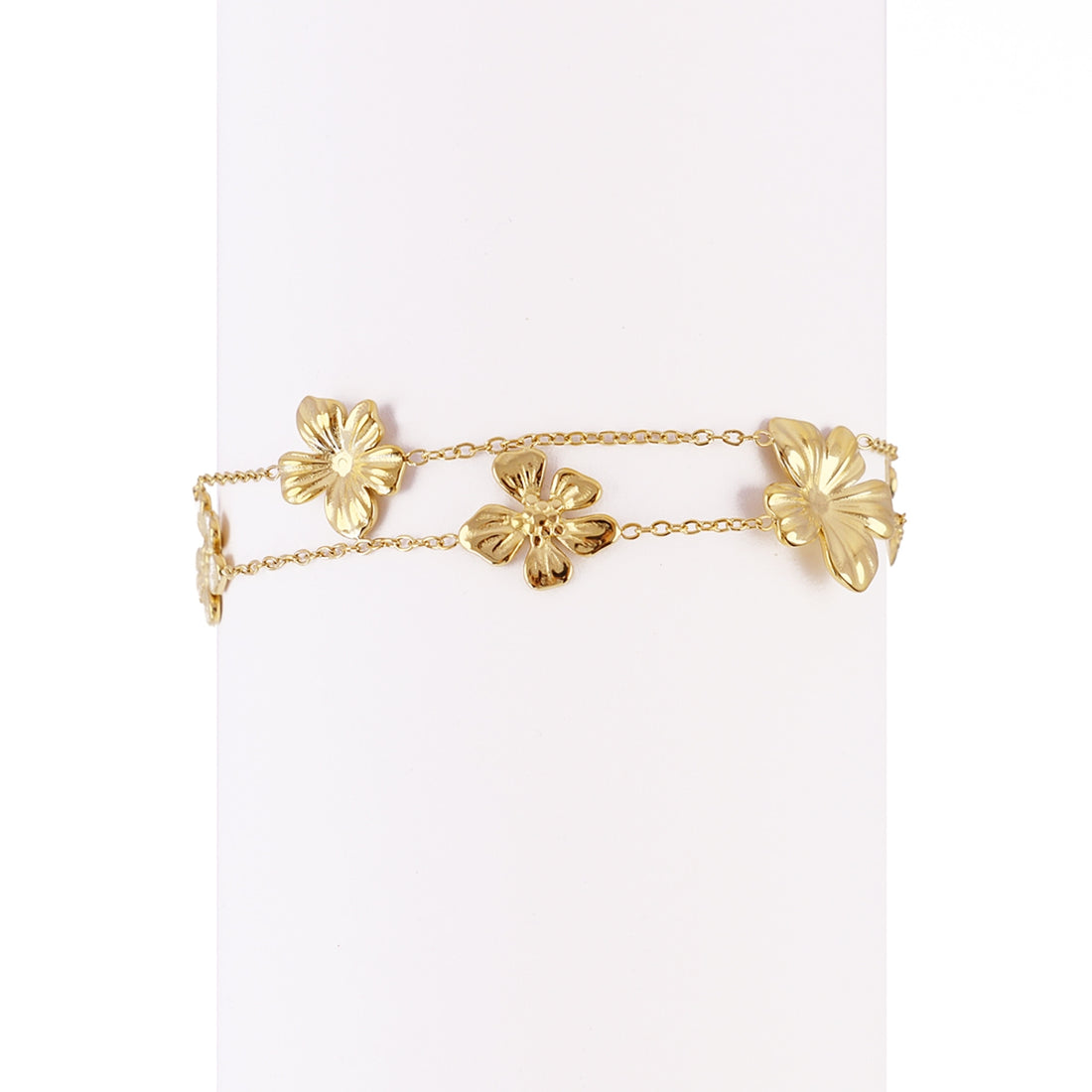 Pulsera Essentials flores doble cadena Dorado Anartxy