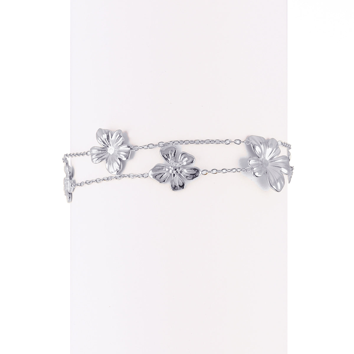 Pulsera Essentials flores doble cadena Plateado Anartxy