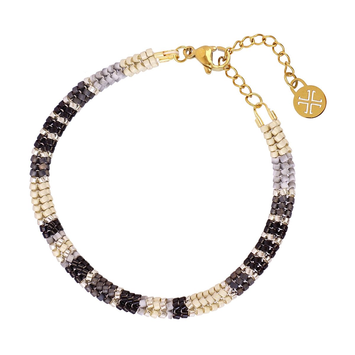 Pulsera extensible Miyuki geométrica multicolor Negro Anartxy