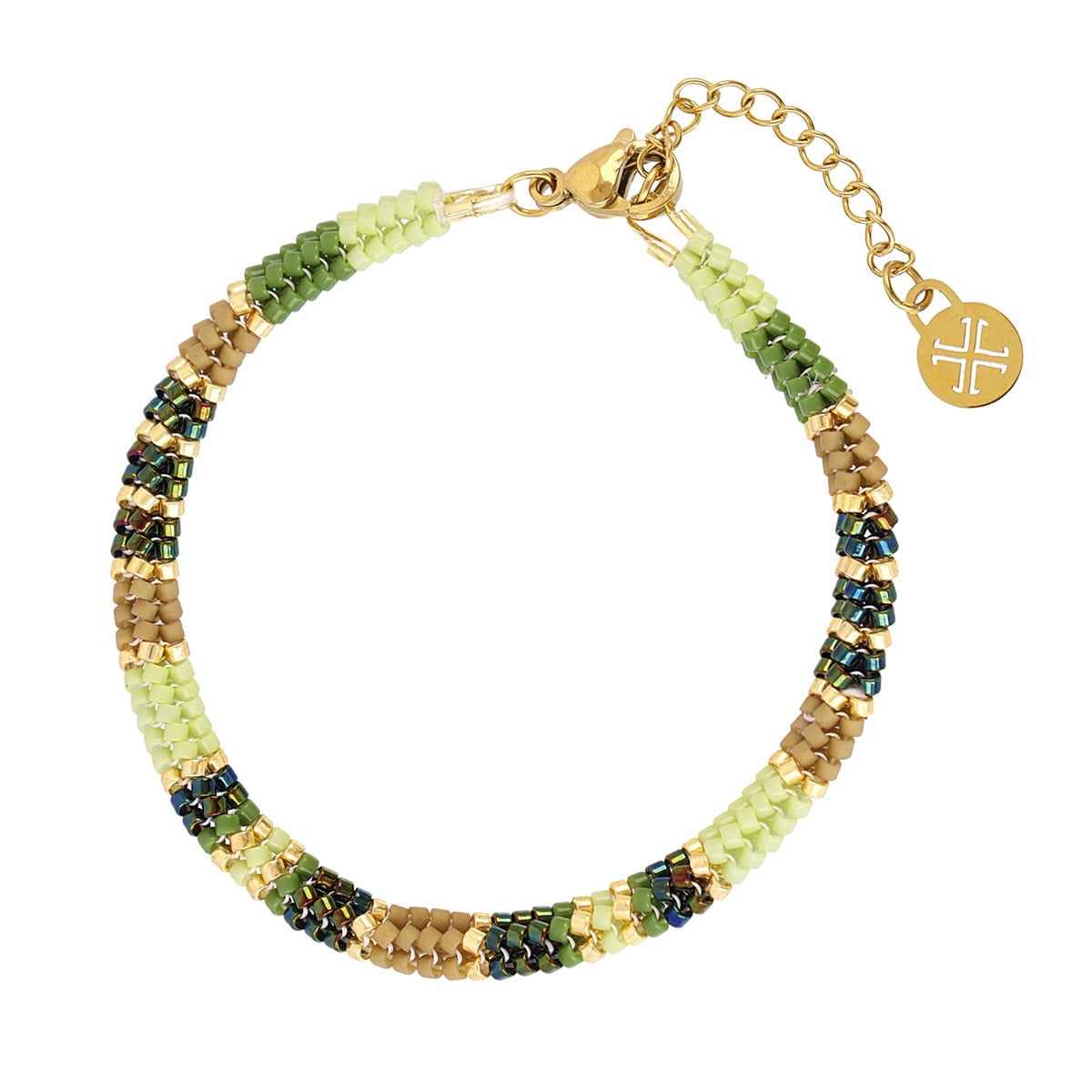 Pulsera extensible Miyuki geométrica multicolor Verde Anartxy