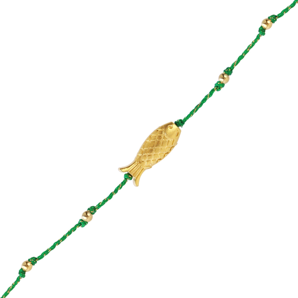 Pulsera fina Spirit hilo multicolor pez dorado Verde Anartxy