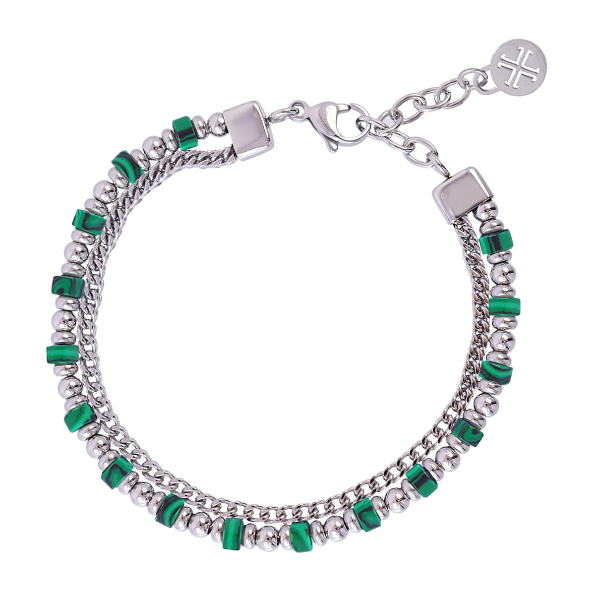 Pulsera hombre cadena plateada colorida Verde Anartxy