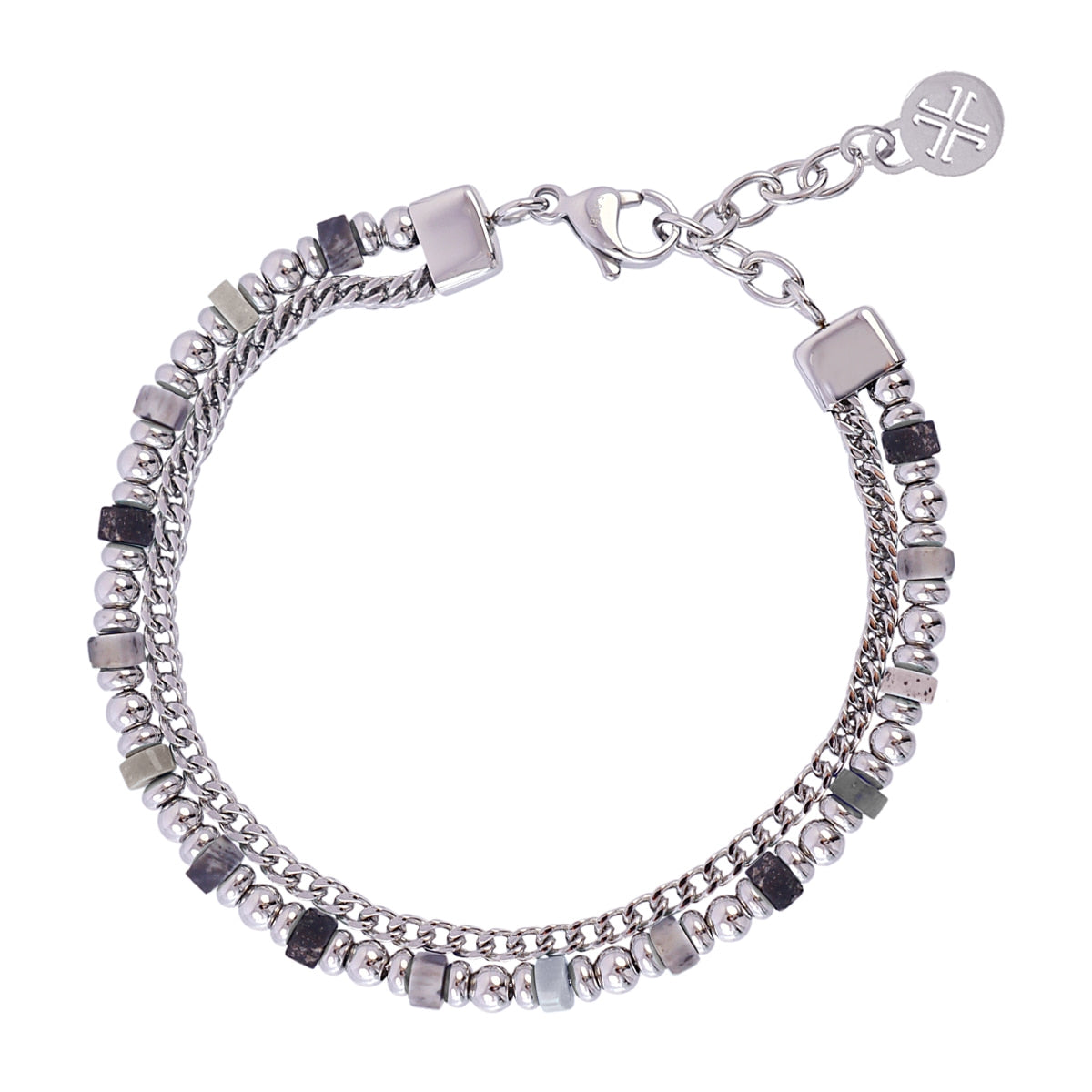 Pulsera hombre cadena plateada colorida Negro Anartxy
