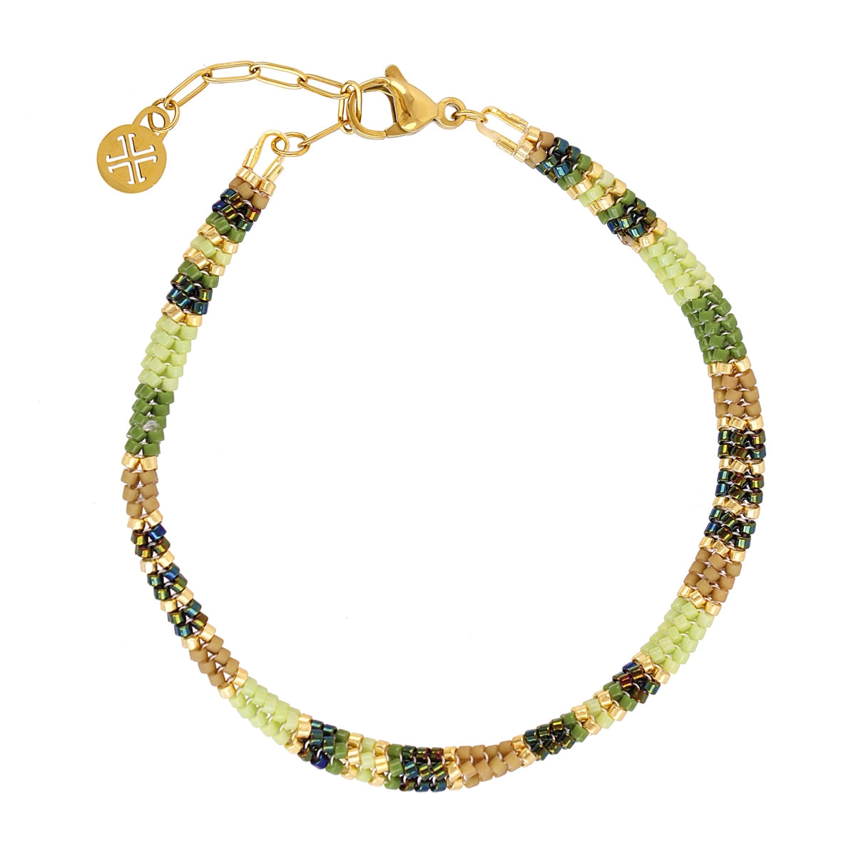 Pulsera hombre cuentas mosaico Verde Anartxy