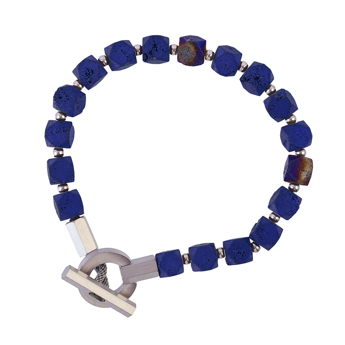 Pulsera hombre piedras volcánicas Azul Anartxy