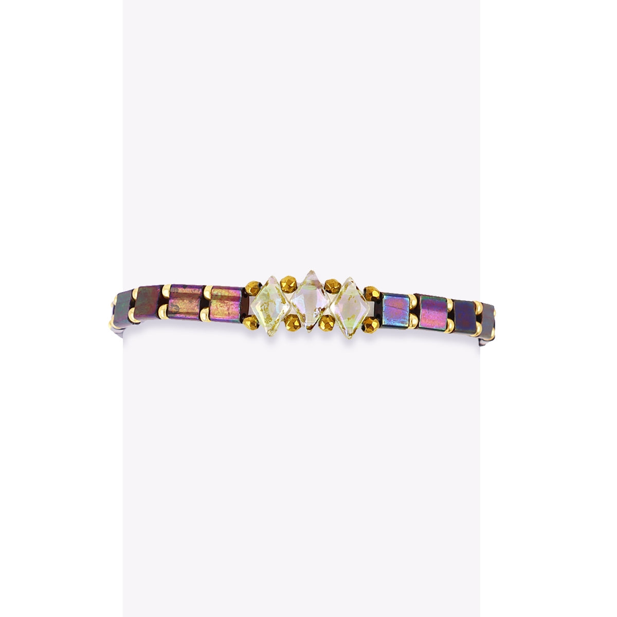 Pulsera Miyuki multicolor geométrica Café Anartxy