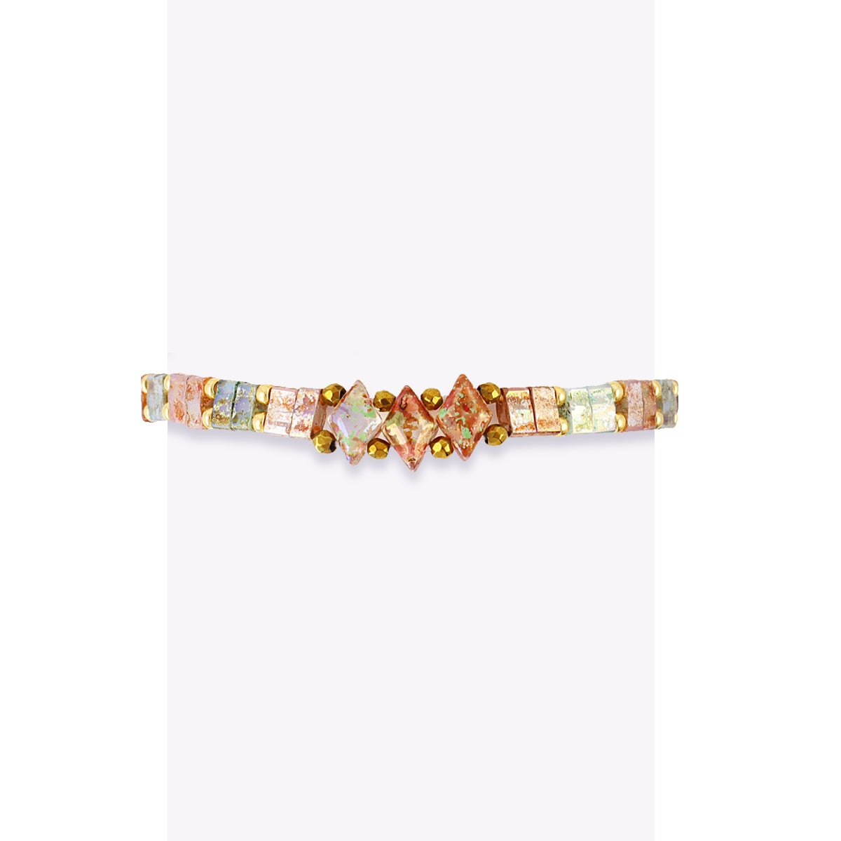 Pulsera Miyuki multicolor geométrica Rosa Anartxy