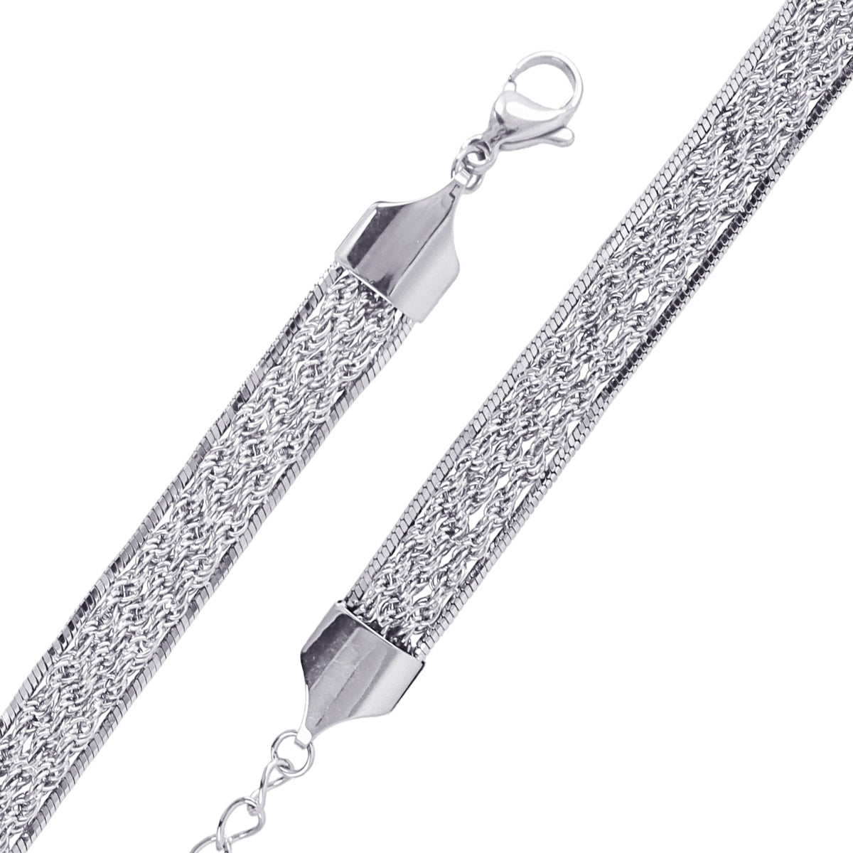 Pulsera multicadena trenzada Plateado Anartxy