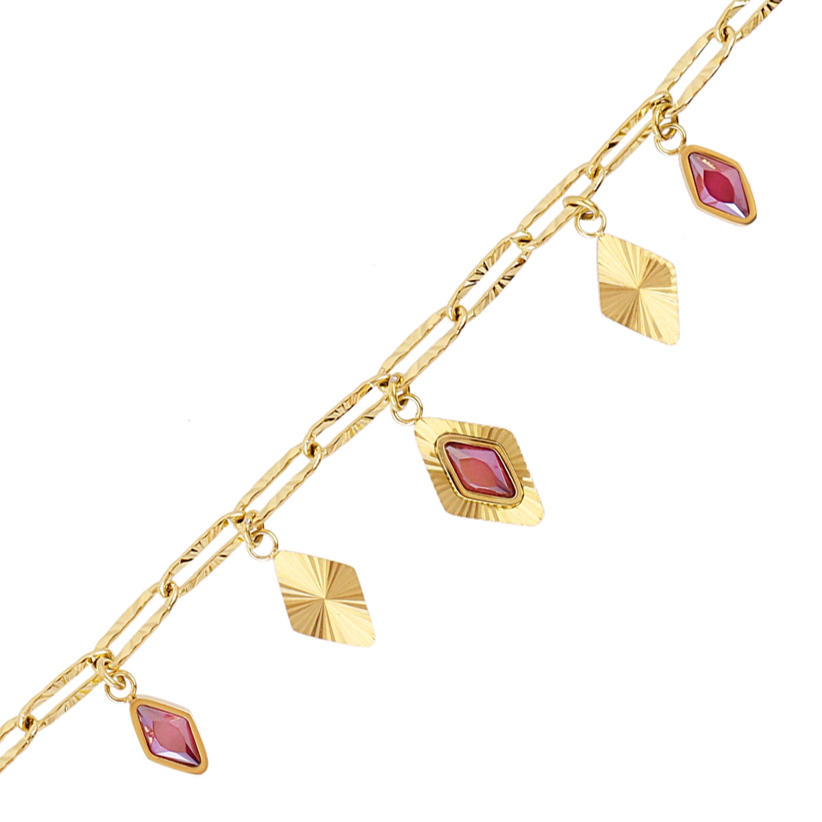 Pulsera Prisma cadena rombo Rosa Anartxy
