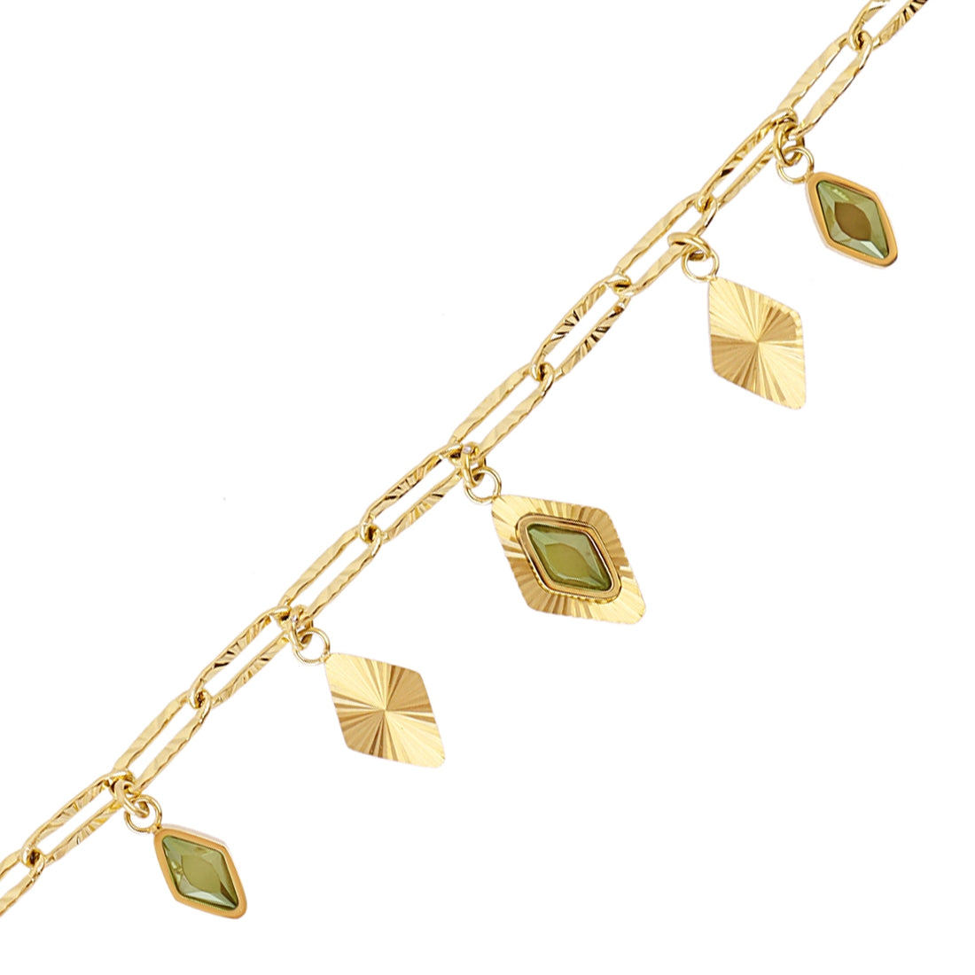 Pulsera Prisma cadena rombo Verde Anartxy