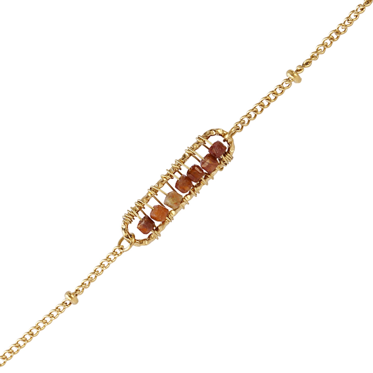 Pulsera Spirit cadena fina cuentas de cristales Café Anartxy