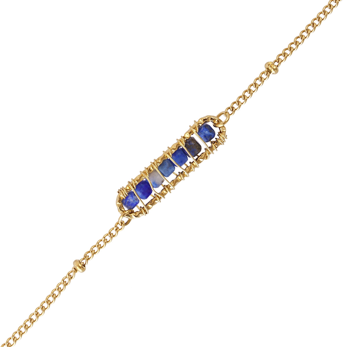 Pulsera Spirit cadena fina cuentas de cristales Azul Anartxy