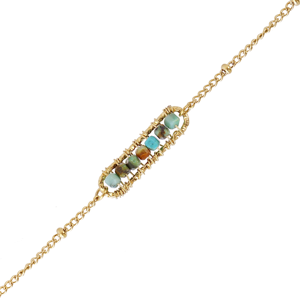 Pulsera Spirit cadena fina cuentas de cristales Turquesa Anartxy