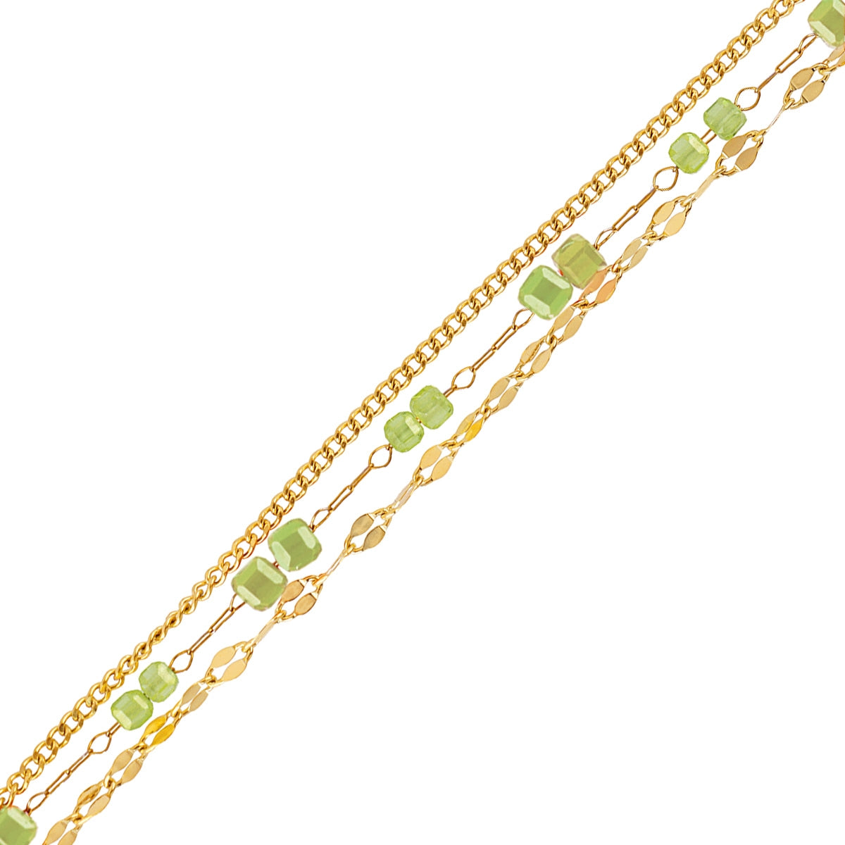 Pulsera Spirit multicadenas finas Verde Anartxy