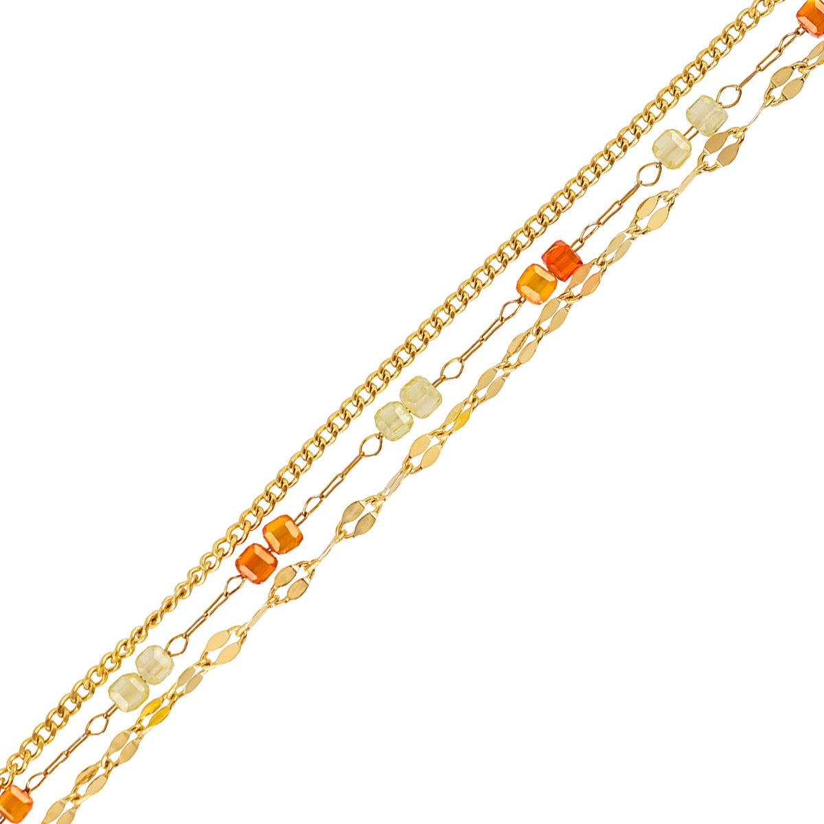 Pulsera Spirit multicadenas finas Naranja Anartxy