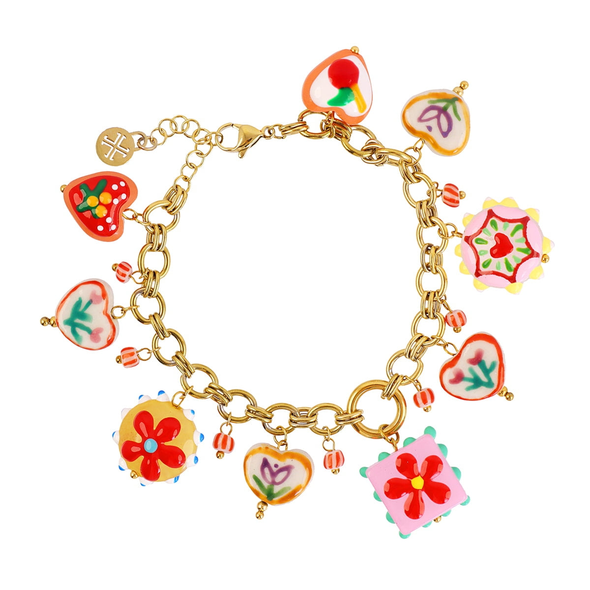 Pulsera Trencadis cadena charms multicolor Dorado Anartxy