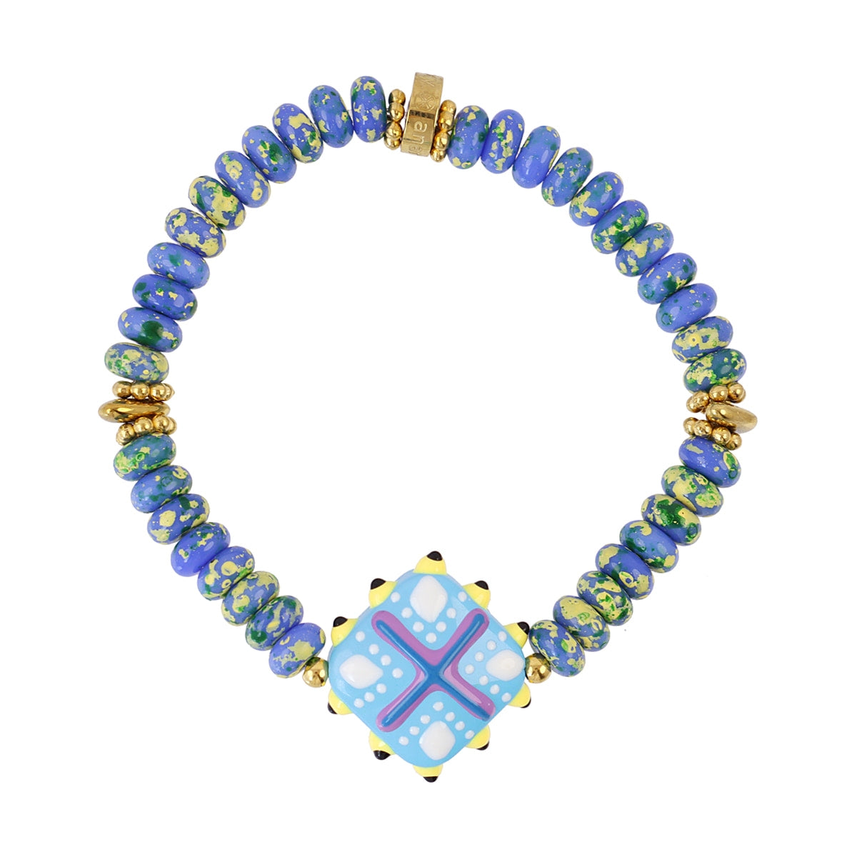 Pulsera Trencadis mosaic azul Dorado Anartxy
