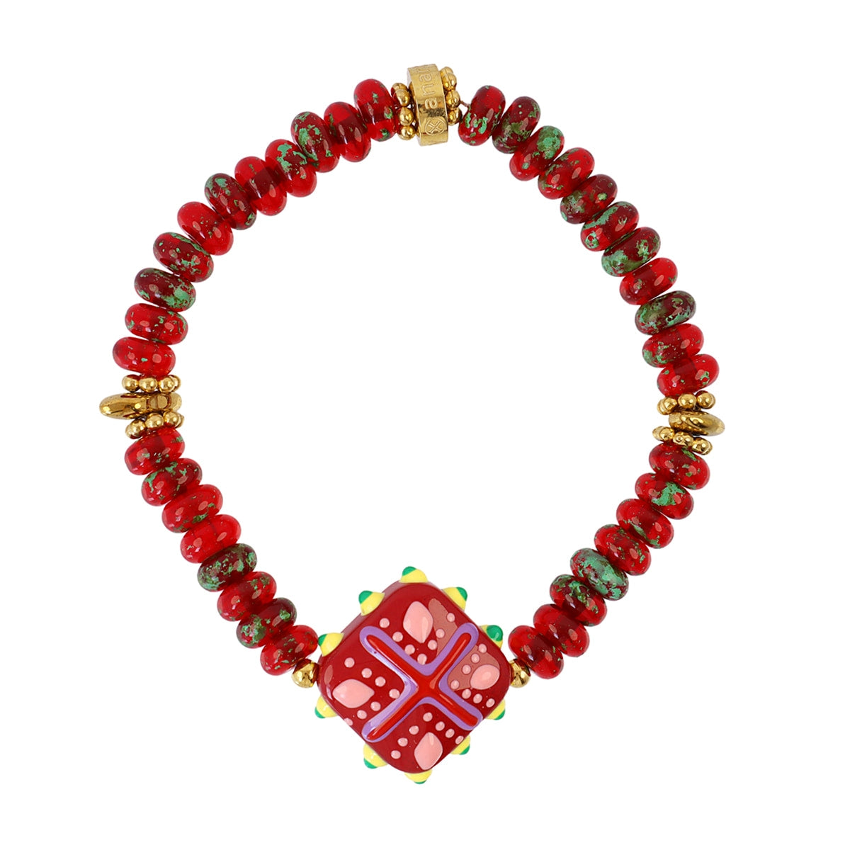 Pulsera Trencadis mosaic roja Dorado Anartxy