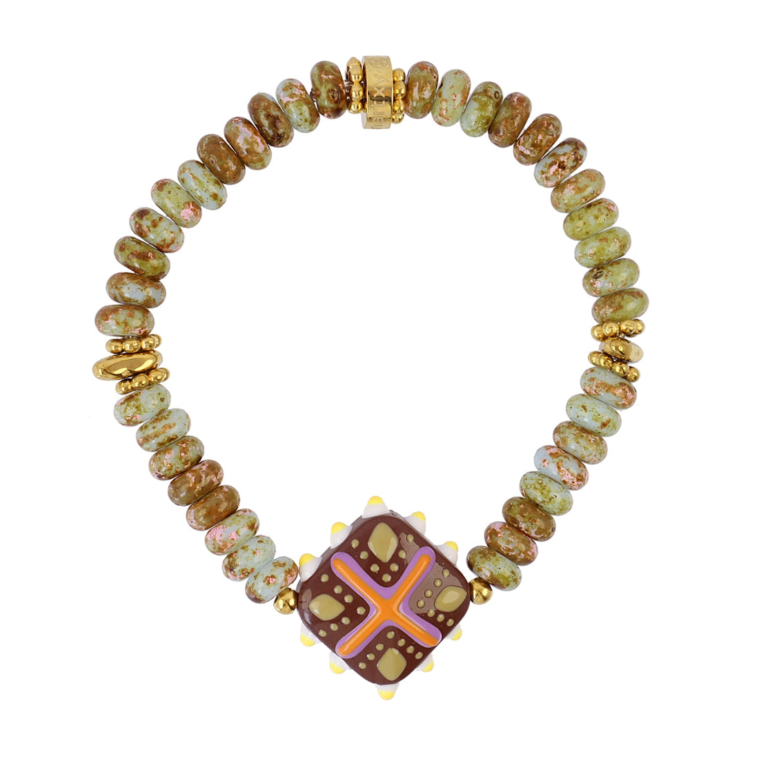 Pulsera Trencadis mosaic verde agua Dorado Anartxy