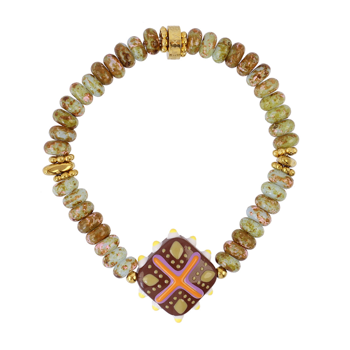 Pulsera Trencadis mosaic verde agua Dorado Anartxy