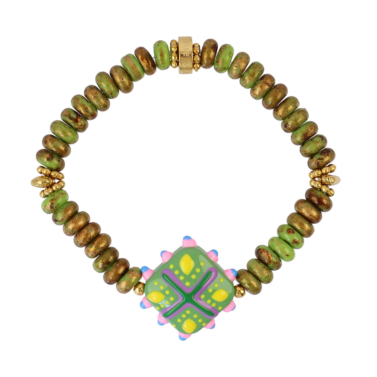Pulsera Trencadis mosaic verde lima Dorado Anartxy