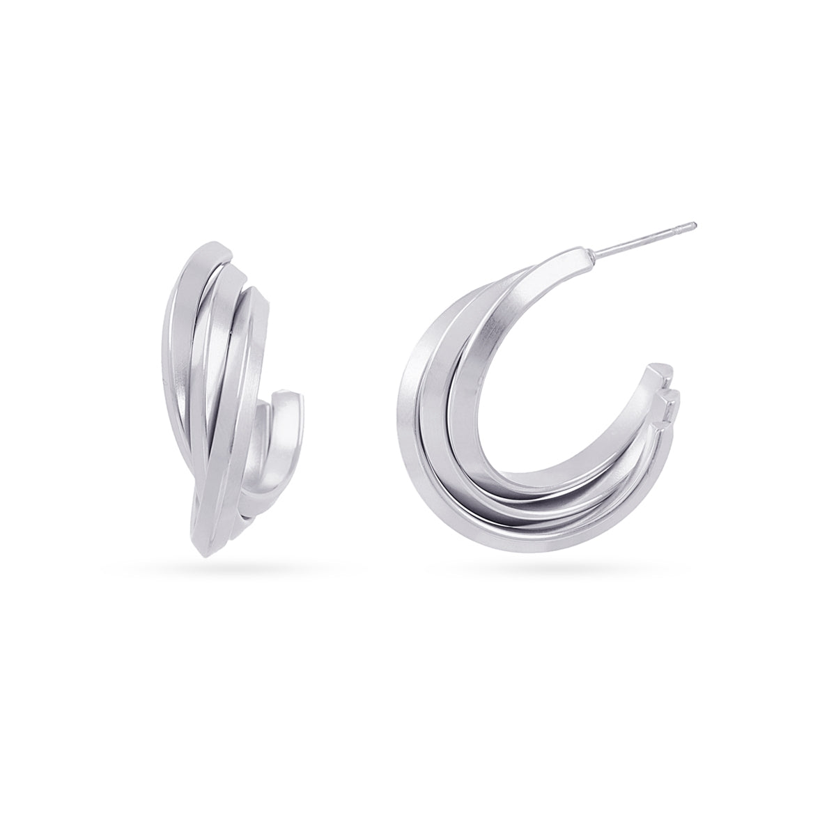 Semi aros Essentials diseño movimiento Plateado Anartxy