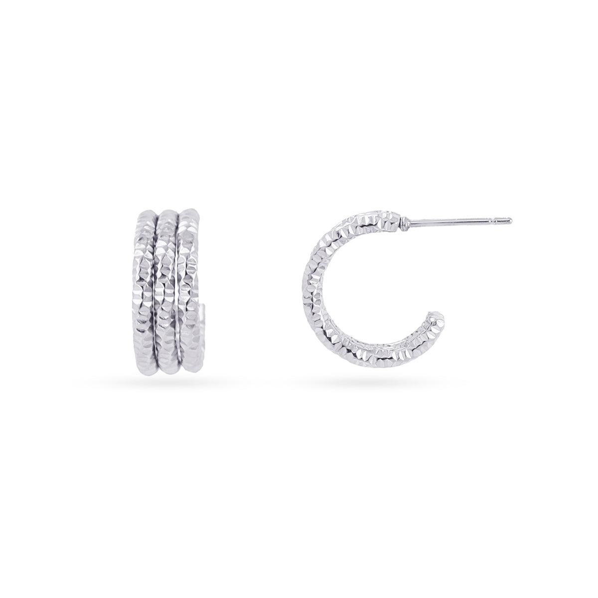 Semi aros Essentials triple textura Plateado Anartxy