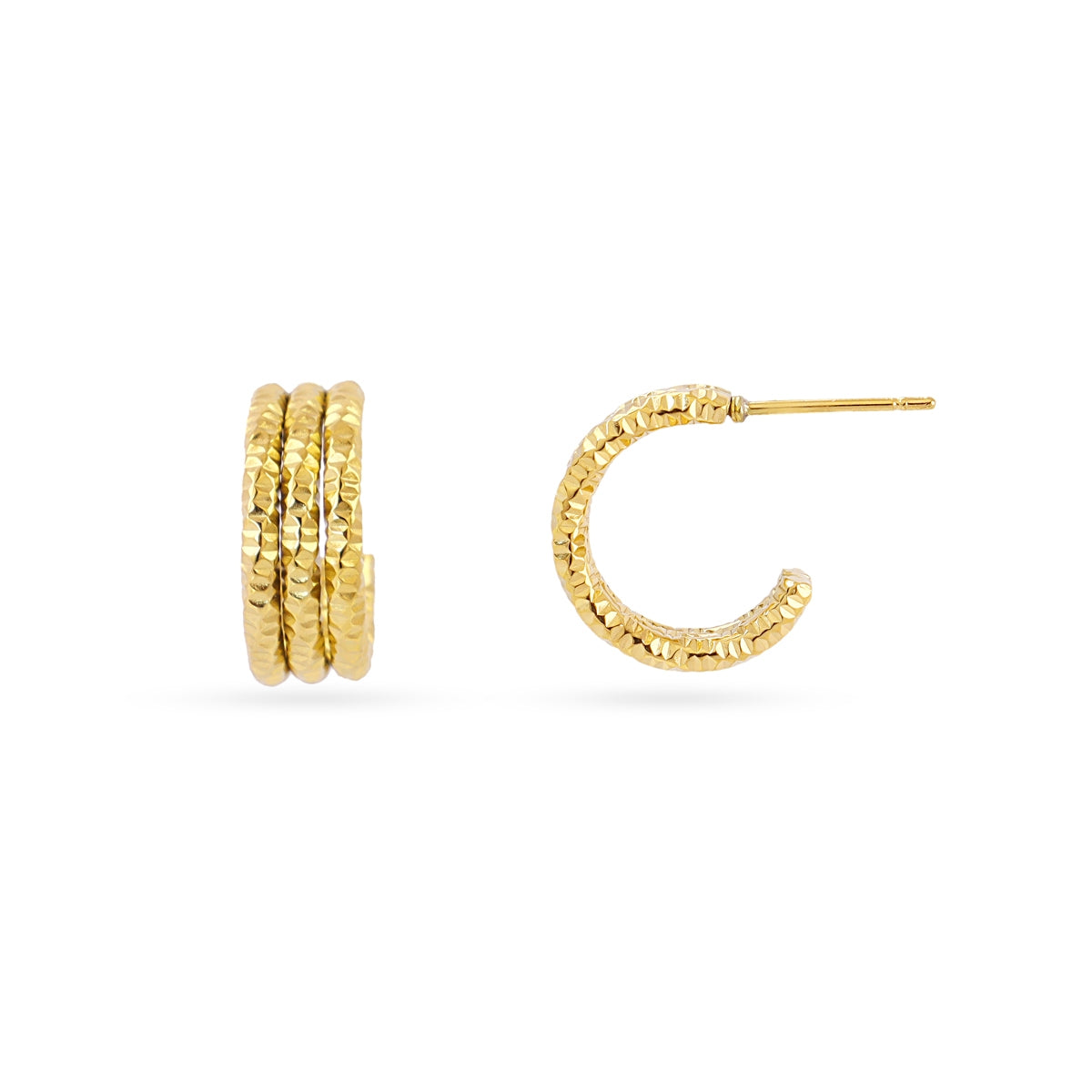 Semi aros Essentials triple textura Dorado Anartxy